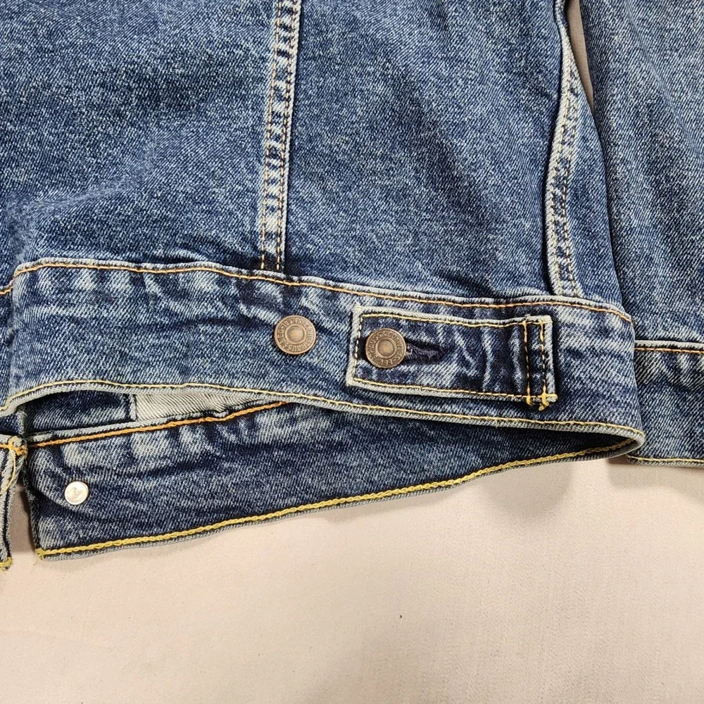 Levis Mens Denim Trucker Jacket Medium Wash Blue Cotton Jean Coat Size M - Picture 10 of 13